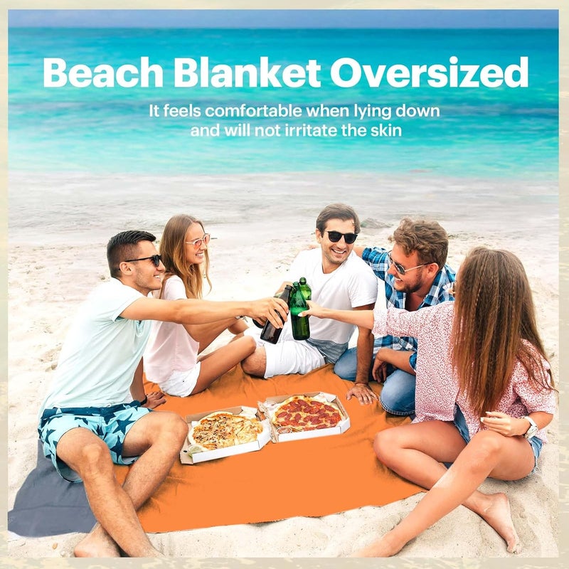 Easyfun Beach Blanket Sandproof Oversized, 79''×83'' Extra Large Beach Mat, Portable Picnic Mat for Travel Camping Hiking, Lightweight Beach Essentials Family Water Resistant Mat Nylon 210T - Image 5